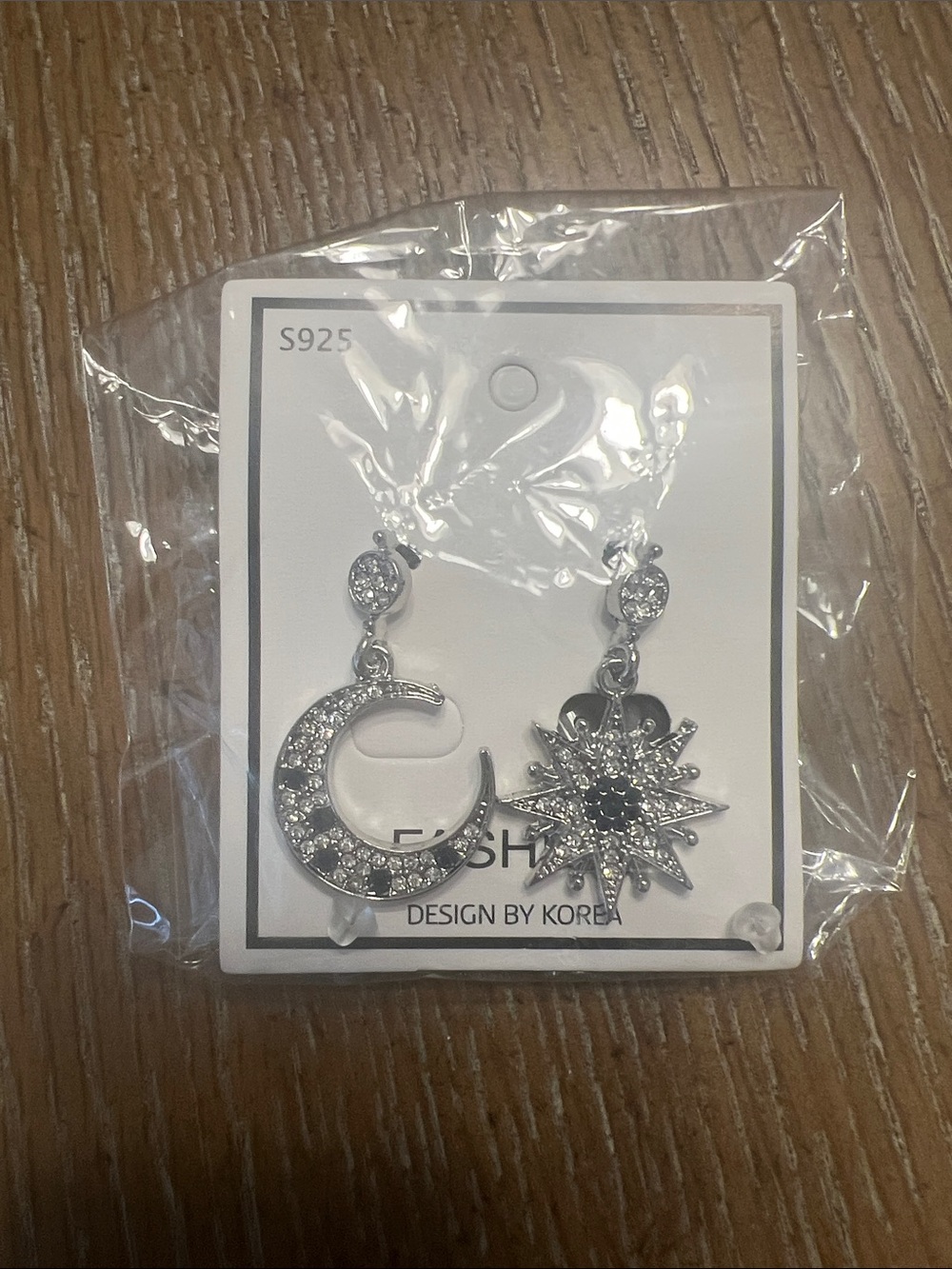 Silver Moon and Star Drop Earrings - S925